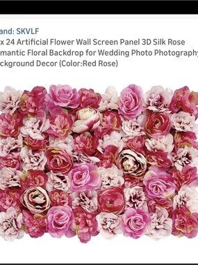Pink Red Artificial Flower Wall Panel - Romantic Floral Backdrop